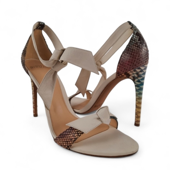 ALEXANDRE BIRMAN Clarita Python Multi-Color Heels Sandals Knotted Snakeskin 7.5 - Picture 6 of 16